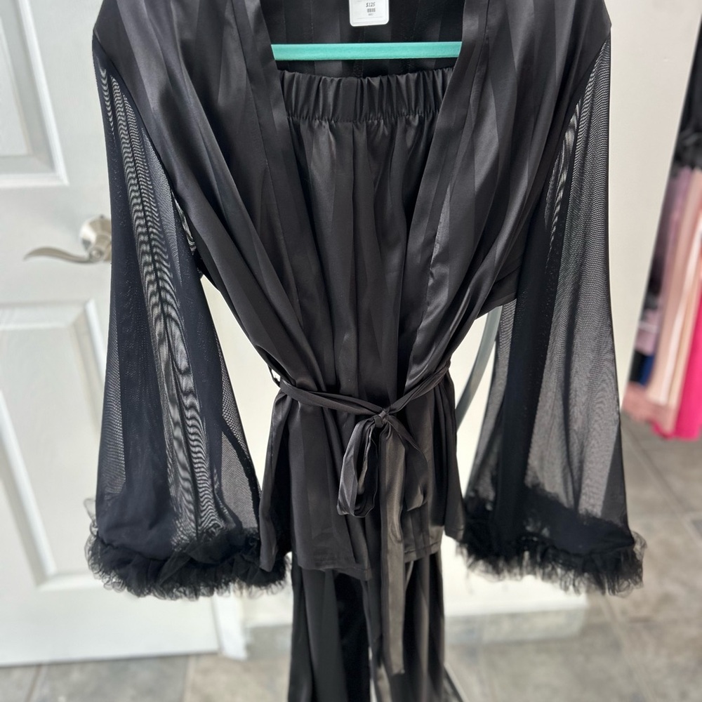 Elegant Black Sheer Robe